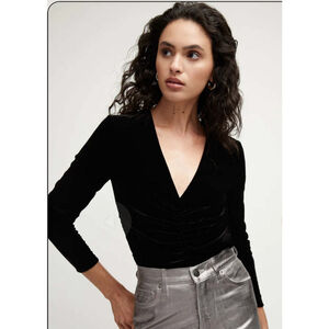 Women's Veronica Beard Pelona stretch Black Velvet Long Sleeve Top Size 6